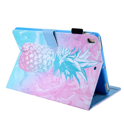 For iPad 10.2 2021 / 2020 / 2019 Coloured Drawing Pattern Horizontal Flip Leather Case with Holder & Card Slots & Photo Frame(Blue Pink Pineapple)-garmade.com