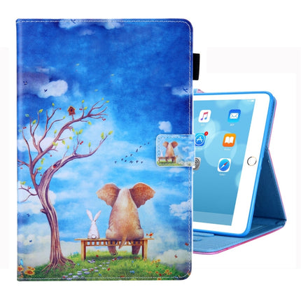 For iPad 10.2 2021 / 2020 / 2019 Coloured Drawing Pattern Horizontal Flip Leather Case with Holder & Card Slots & Photo Frame(Elephant Bunny)-garmade.com