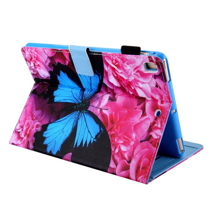 For iPad 10.2 2021 / 2020 / 2019 Coloured Drawing Pattern Horizontal Flip Leather Case with Holder & Card Slots & Photo Frame(Red Flower Blue Butterfly)-garmade.com