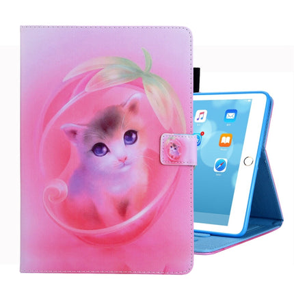 For iPad 10.2 2021 / 2020 / 2019 Coloured Drawing Pattern Horizontal Flip Leather Case with Holder & Card Slots & Photo Frame(Cat)-garmade.com
