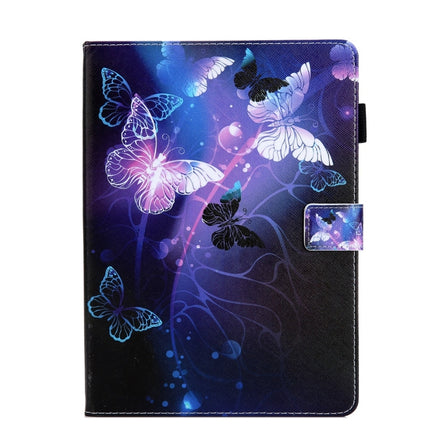 For iPad 10.2 2021 / 2020 / 2019 Coloured Drawing Pattern Horizontal Flip Leather Case with Holder & Card Slots & Photo Frame(Purple Butterfly)-garmade.com