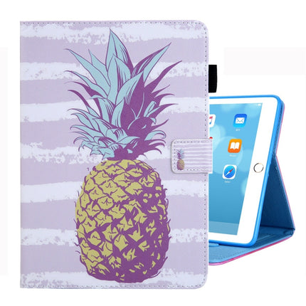 For iPad 10.2 2021 / 2020 / 2019 Coloured Drawing Pattern Horizontal Flip Leather Case with Holder & Card Slots & Photo Frame(Golden Pineapple)-garmade.com