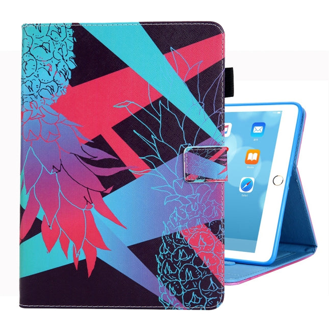 For iPad 10.2 2021 / 2020 / 2019 Coloured Drawing Pattern Horizontal Flip Leather Case with Holder & Card Slots & Photo Frame(Colorful Pineapple)-garmade.com
