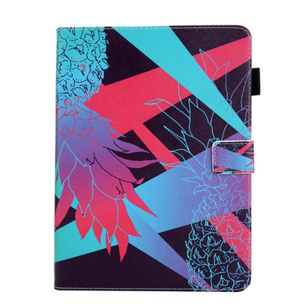 For iPad 10.2 2021 / 2020 / 2019 Coloured Drawing Pattern Horizontal Flip Leather Case with Holder & Card Slots & Photo Frame(Colorful Pineapple)-garmade.com