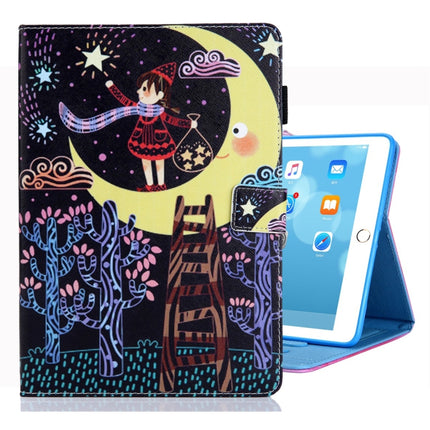 For iPad 10.2 2021 / 2020 / 2019 Coloured Drawing Pattern Horizontal Flip Leather Case with Holder & Card Slots & Photo Frame(Star Picking Girl)-garmade.com