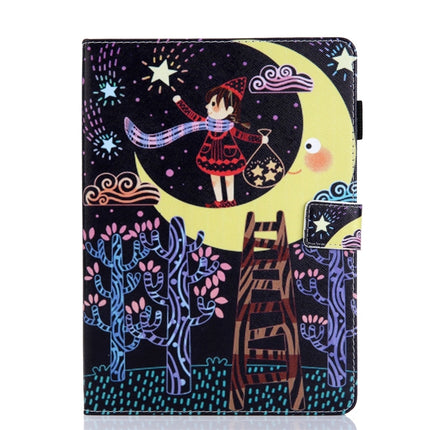 For iPad 10.2 2021 / 2020 / 2019 Coloured Drawing Pattern Horizontal Flip Leather Case with Holder & Card Slots & Photo Frame(Star Picking Girl)-garmade.com