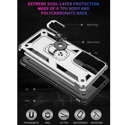 For Samsung Galaxy S21 Ultra 5G Shockproof TPU + PC Protective Case with 360 Degree Rotating Holder(Silver)-garmade.com