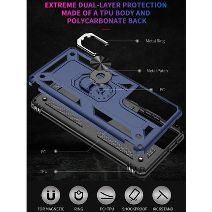 For Samsung Galaxy S21 Ultra 5G Shockproof TPU + PC Protective Case with 360 Degree Rotating Holder(Blue)-garmade.com