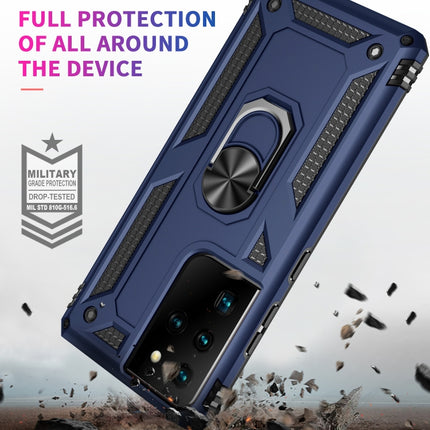 For Samsung Galaxy S21 Ultra 5G Shockproof TPU + PC Protective Case with 360 Degree Rotating Holder(Blue)-garmade.com