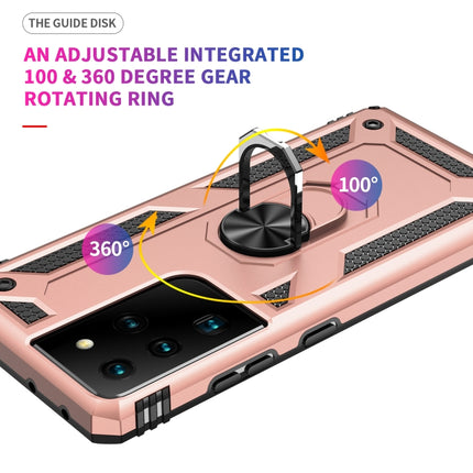 For Samsung Galaxy S21 Ultra 5G Shockproof TPU + PC Protective Case with 360 Degree Rotating Holder(Rose Gold)-garmade.com