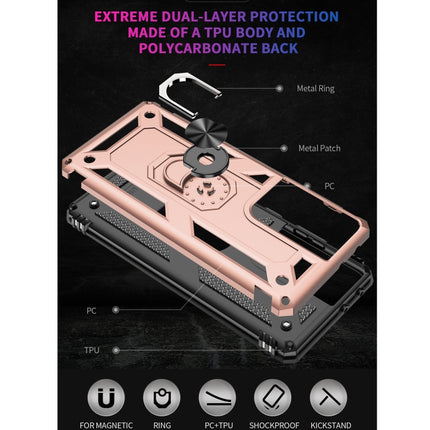 For Samsung Galaxy S21 Ultra 5G Shockproof TPU + PC Protective Case with 360 Degree Rotating Holder(Rose Gold)-garmade.com