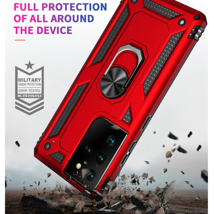 For Samsung Galaxy S21 Ultra 5G Shockproof TPU + PC Protective Case with 360 Degree Rotating Holder(Red)-garmade.com