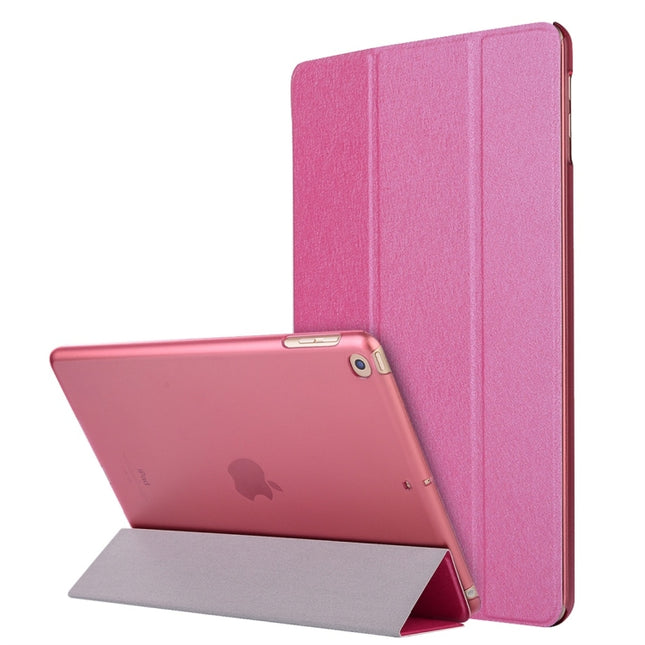 For iPad 10.2 2021 / 2020 / 2019 Silk Texture Horizontal Flip Magnetic PU Leather Case, with Three-folding Holder & Sleep / Wake-up Function(Rose Red)-garmade.com