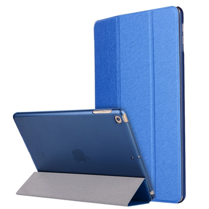 For iPad 10.2 2021 / 2020 / 2019 Silk Texture Horizontal Flip Magnetic PU Leather Case, with Three-folding Holder & Sleep / Wake-up Function(Blue)-garmade.com