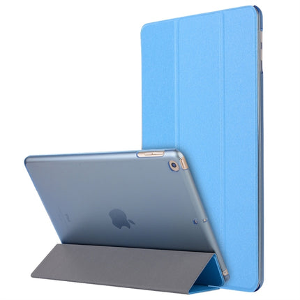 For iPad 10.2 2021 / 2020 / 2019 Silk Texture Horizontal Flip Magnetic PU Leather Case, with Three-folding Holder & Sleep / Wake-up Function(Light Blue)-garmade.com