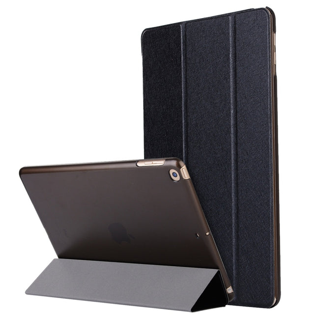 For iPad 10.2 2021 / 2020 / 2019 Silk Texture Horizontal Flip Magnetic PU Leather Case, with Three-folding Holder & Sleep / Wake-up Function(Black)-garmade.com