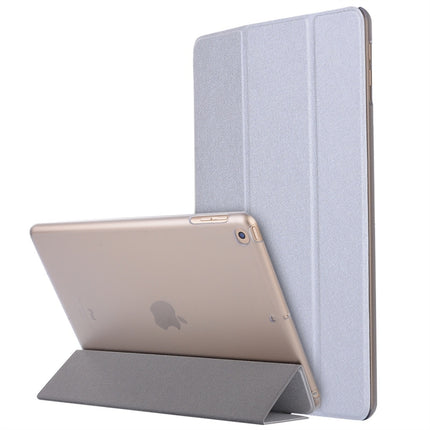 For iPad 10.2 2021 / 2020 / 2019 Silk Texture Horizontal Flip Magnetic PU Leather Case, with Three-folding Holder & Sleep / Wake-up Function(Silver)-garmade.com