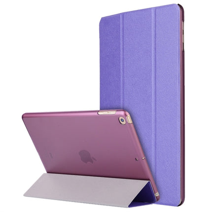For iPad 10.2 2021 / 2020 / 2019 Silk Texture Horizontal Flip Magnetic PU Leather Case, with Three-folding Holder & Sleep / Wake-up Function(Purple)-garmade.com