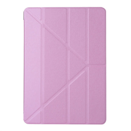 For iPad 10.2 2021 / 2020 / 2019 Silk Texture Horizontal Deformation Flip Leather Case with Holder(Pink)-garmade.com