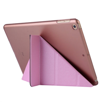 For iPad 10.2 2021 / 2020 / 2019 Silk Texture Horizontal Deformation Flip Leather Case with Holder(Pink)-garmade.com