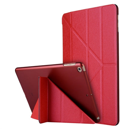 For iPad 10.2 2021 / 2020 / 2019 Silk Texture Horizontal Deformation Flip Leather Case with Holder(Red)-garmade.com