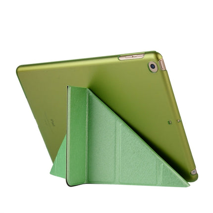 For iPad 10.2 2021 / 2020 / 2019 Silk Texture Horizontal Deformation Flip Leather Case with Holder(Green)-garmade.com