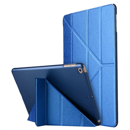For iPad 10.2 2021 / 2020 / 2019 Silk Texture Horizontal Deformation Flip Leather Case with Holder(Blue)-garmade.com