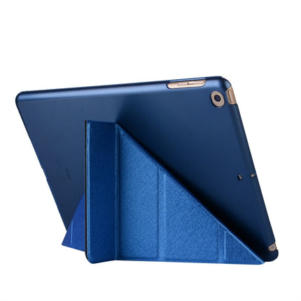 For iPad 10.2 2021 / 2020 / 2019 Silk Texture Horizontal Deformation Flip Leather Case with Holder(Blue)-garmade.com