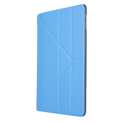 For iPad 10.2 2021 / 2020 / 2019 Silk Texture Horizontal Deformation Flip Leather Case with Holder(Light Blue)-garmade.com