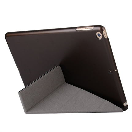 For iPad 10.2 2021 / 2020 / 2019 Silk Texture Horizontal Deformation Flip Leather Case with Holder(Black)-garmade.com