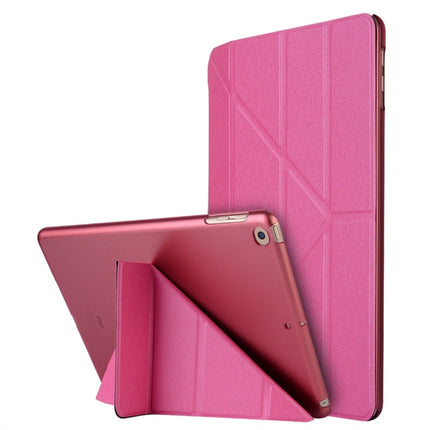 For iPad 10.2 2021 / 2020 / 2019 Silk Texture Horizontal Deformation Flip Leather Case with Holder(Rose Red)-garmade.com