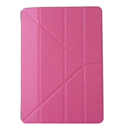 For iPad 10.2 2021 / 2020 / 2019 Silk Texture Horizontal Deformation Flip Leather Case with Holder(Rose Red)-garmade.com