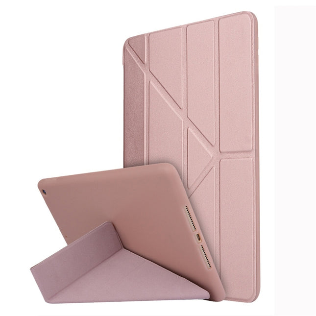 For iPad 10.2 2021 / 2020 / 2019 TPU Horizontal Deformation Flip Leather Case with Holder(Rose Red)-garmade.com