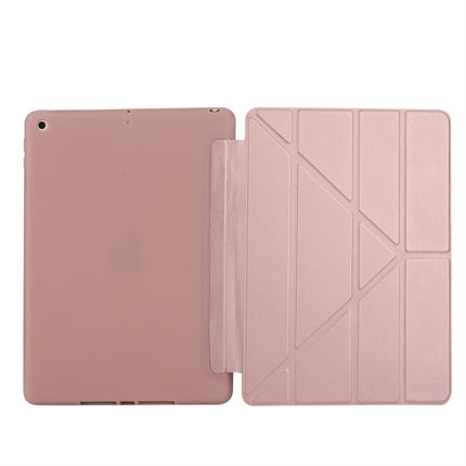 For iPad 10.2 2021 / 2020 / 2019 TPU Horizontal Deformation Flip Leather Case with Holder(Rose Red)-garmade.com