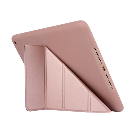 For iPad 10.2 2021 / 2020 / 2019 TPU Horizontal Deformation Flip Leather Case with Holder(Rose Red)-garmade.com
