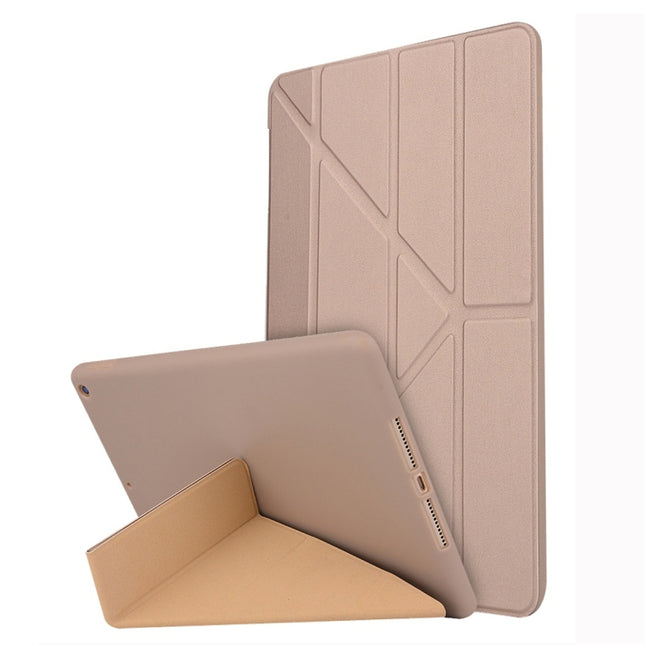 For iPad 10.2 2021 / 2020 / 2019 TPU Horizontal Deformation Flip Leather Case with Holder(Gold)-garmade.com