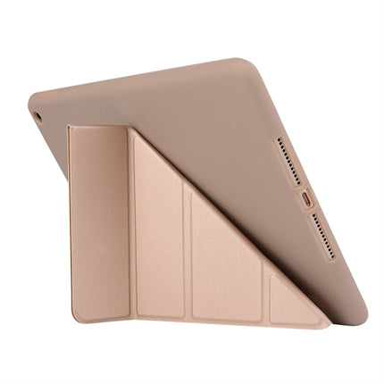 For iPad 10.2 2021 / 2020 / 2019 TPU Horizontal Deformation Flip Leather Case with Holder(Gold)-garmade.com
