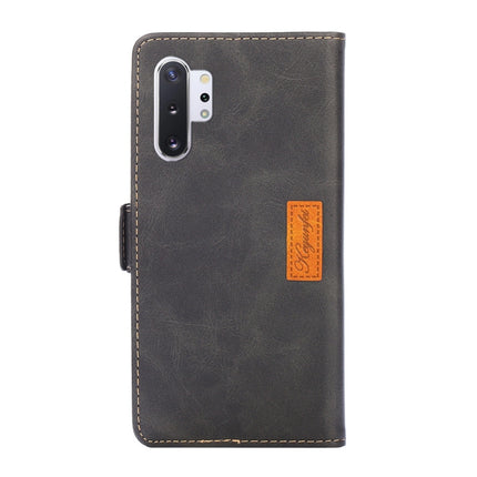 For Samsung Galaxy Note10 Retro Texture Contrast Color Side Buckle Horizontal Flip Leather Case with Holder & Card Slots & Wallet(Black)-garmade.com