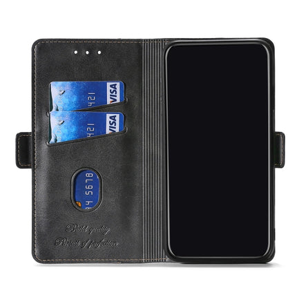 For Samsung Galaxy Note10 Retro Texture Contrast Color Side Buckle Horizontal Flip Leather Case with Holder & Card Slots & Wallet(Black)-garmade.com