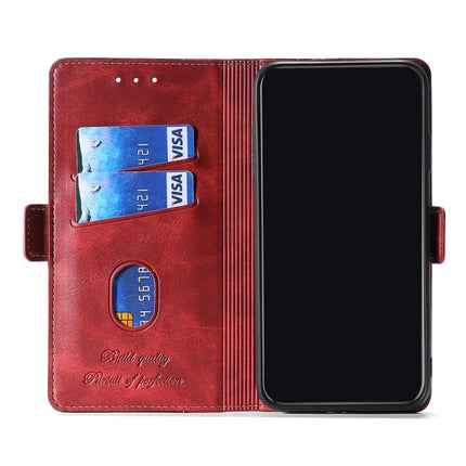 For Samsung Galaxy Note10 Retro Texture Contrast Color Side Buckle Horizontal Flip Leather Case with Holder & Card Slots & Wallet(Red)-garmade.com