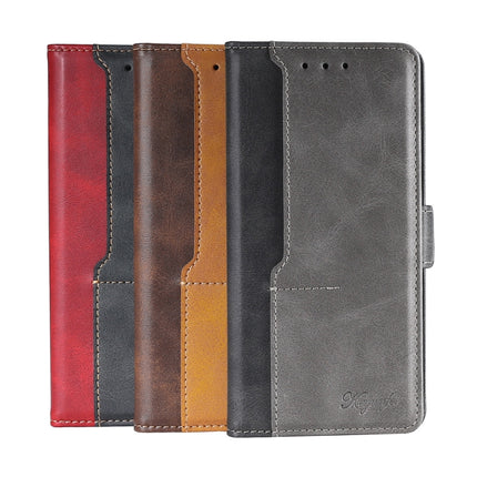 For Samsung Galaxy Note10 Retro Texture Contrast Color Side Buckle Horizontal Flip Leather Case with Holder & Card Slots & Wallet(Brown)-garmade.com
