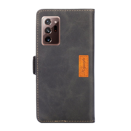 For Samsung Galaxy Note20 Retro Texture Contrast Color Side Buckle Horizontal Flip Leather Case with Holder & Card Slots & Wallet(Black)-garmade.com