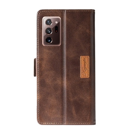 For Samsung Galaxy Note20 Retro Texture Contrast Color Side Buckle Horizontal Flip Leather Case with Holder & Card Slots & Wallet(Brown)-garmade.com