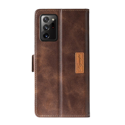 For Samsung Galaxy Note20 Ultra Retro Texture Contrast Color Side Buckle Horizontal Flip Leather Case with Holder & Card Slots & Wallet(Brown)-garmade.com