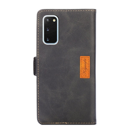 For Samsung Galaxy S20 Retro Texture Contrast Color Side Buckle Horizontal Flip Leather Case with Holder & Card Slots & Wallet(Black)-garmade.com