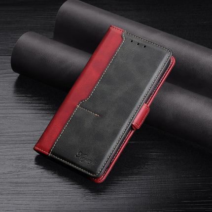 For Samsung Galaxy S21 Ultra 5G Retro Texture Contrast Color Side Buckle Horizontal Flip Leather Case with Holder & Card Slots & Wallet(Red)-garmade.com