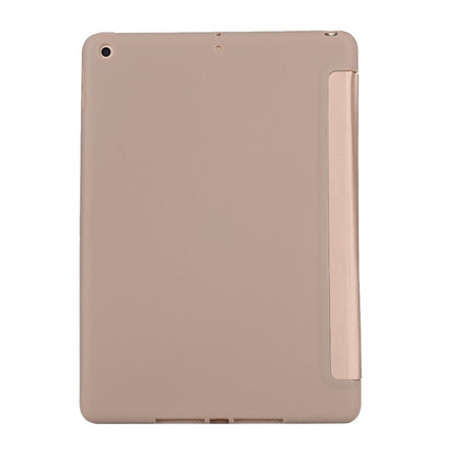 For iPad 10.2 2021 / 2020 / 2019 TPU Horizontal Flip Leather Case, with Three-folding Holder(Gold)-garmade.com