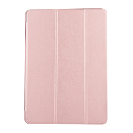 For iPad 10.2 2021 / 2020 / 2019 TPU Horizontal Flip Leather Case, with Three-folding Holder(Rose Gold)-garmade.com