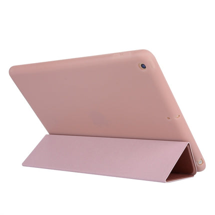 For iPad 10.2 2021 / 2020 / 2019 TPU Horizontal Flip Leather Case, with Three-folding Holder(Rose Gold)-garmade.com