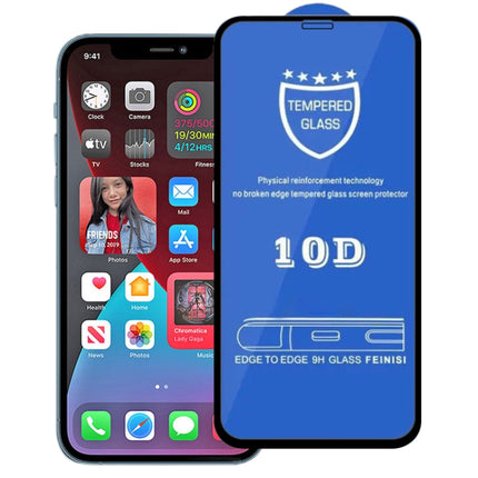 9H 10D Full Screen Tempered Glass Screen Protector For iPhone 12 Pro Max(Black)-garmade.com